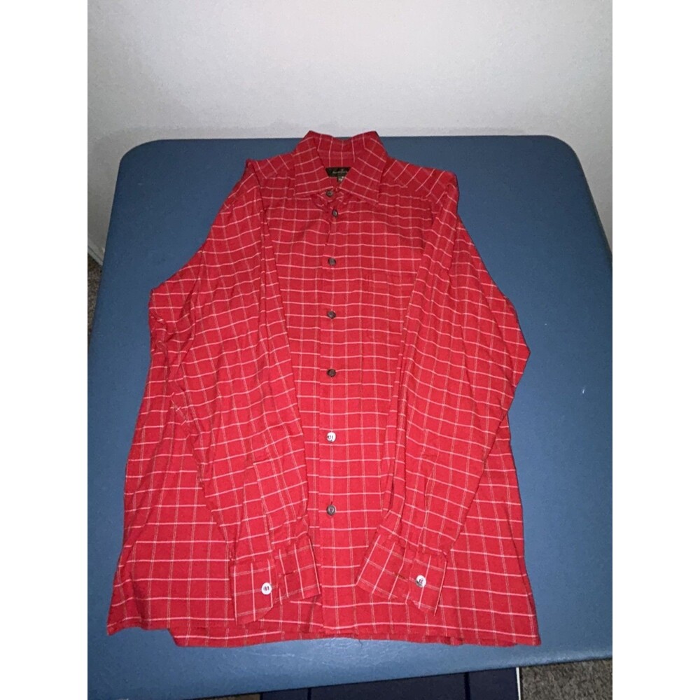Ermenegildo Zegna Mens Casual Shirt  M Red Long Sleeve Button Down D-TK-6297